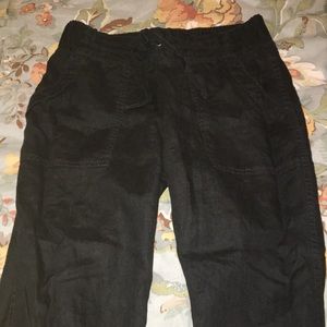 Black linen ankle pant